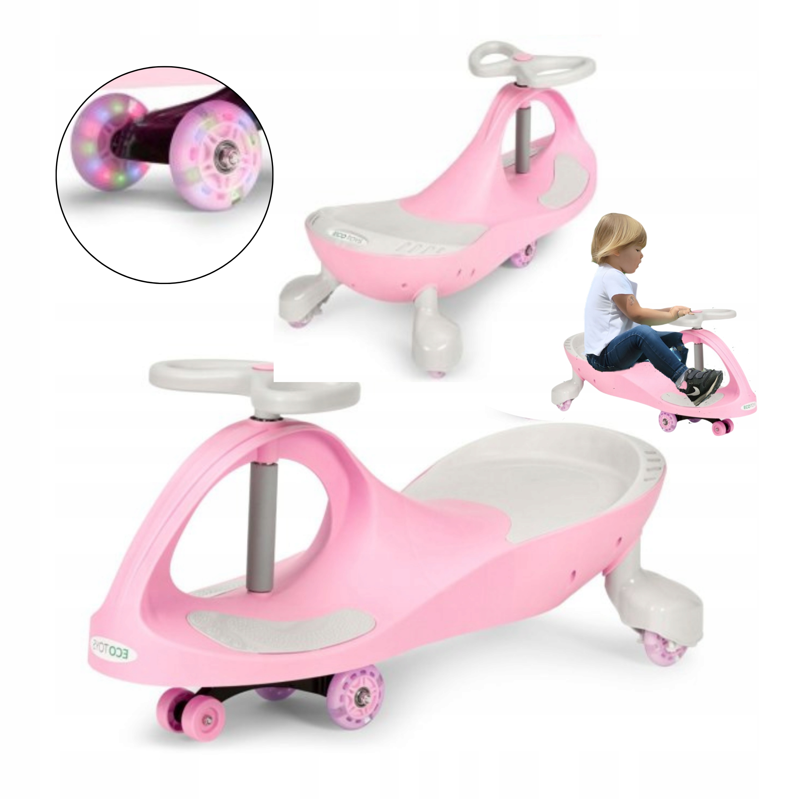 JEŹDZIK GRAWITACYJNY POJAZD ROWEREK AUTKO DLA DZIECI ŚWIECĄCE KOŁA LED