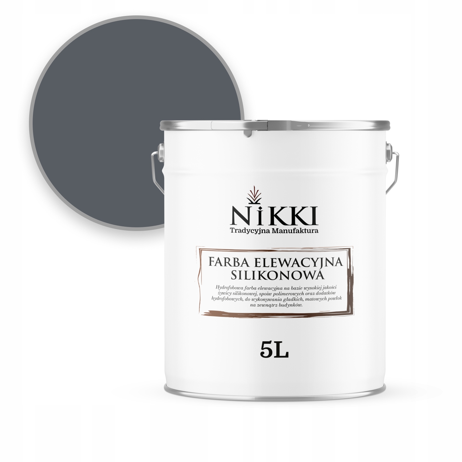 Fasádna Farba 5 L Sivá Grafitová F256 Uv Odolná Voči Zelene