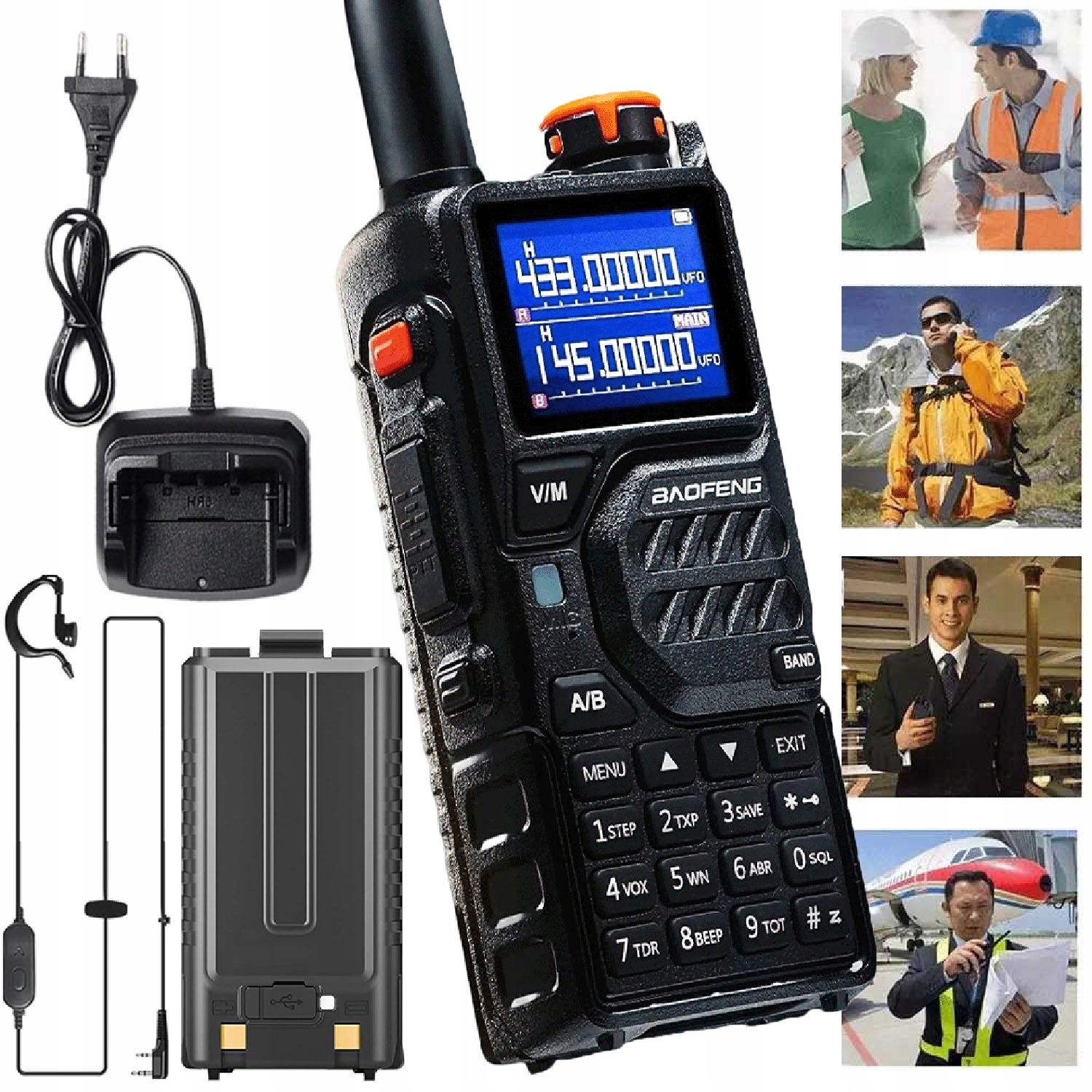 Vysílačka Fm s kopírováním frekvence a třemi rozsahy pro turistiku