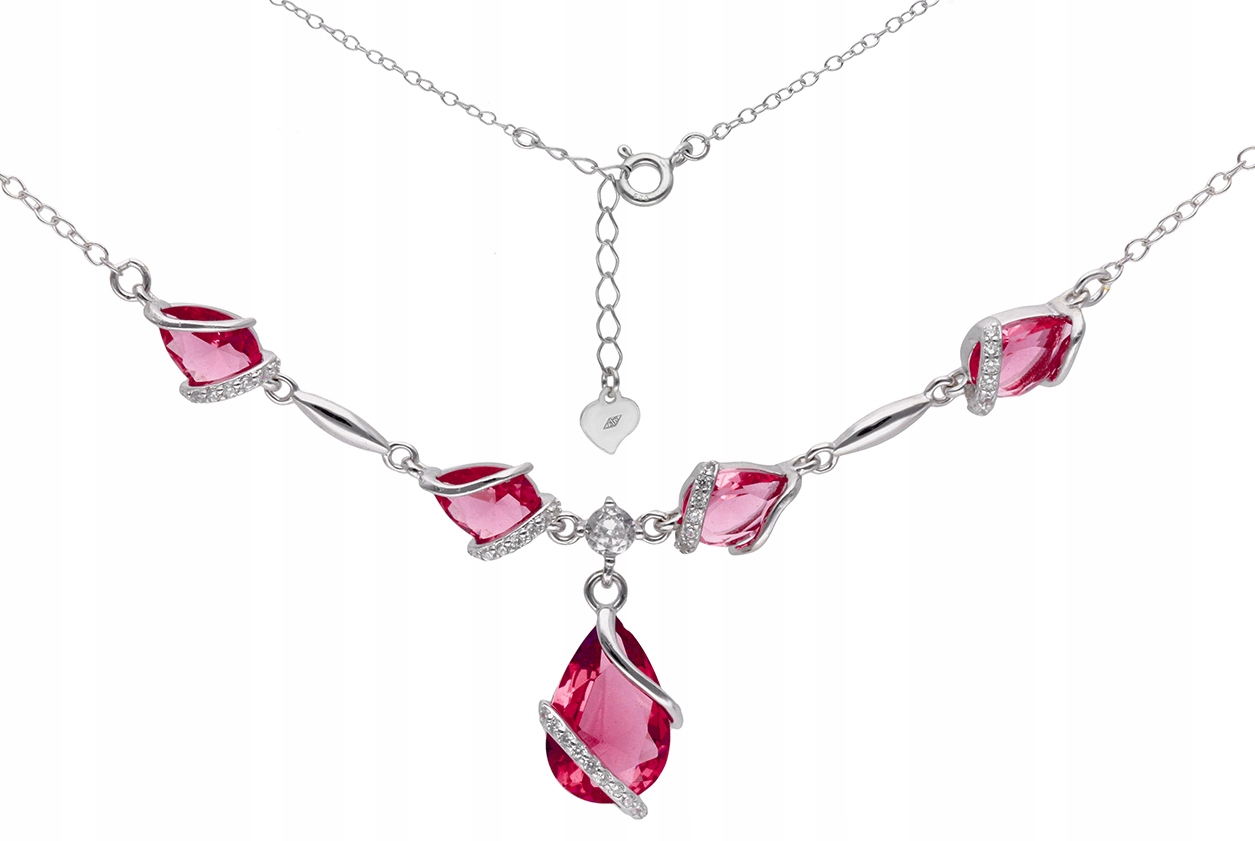 Stříbrný náhrdelník Ag 925 s růžovými kameny IM1504NS/PINK