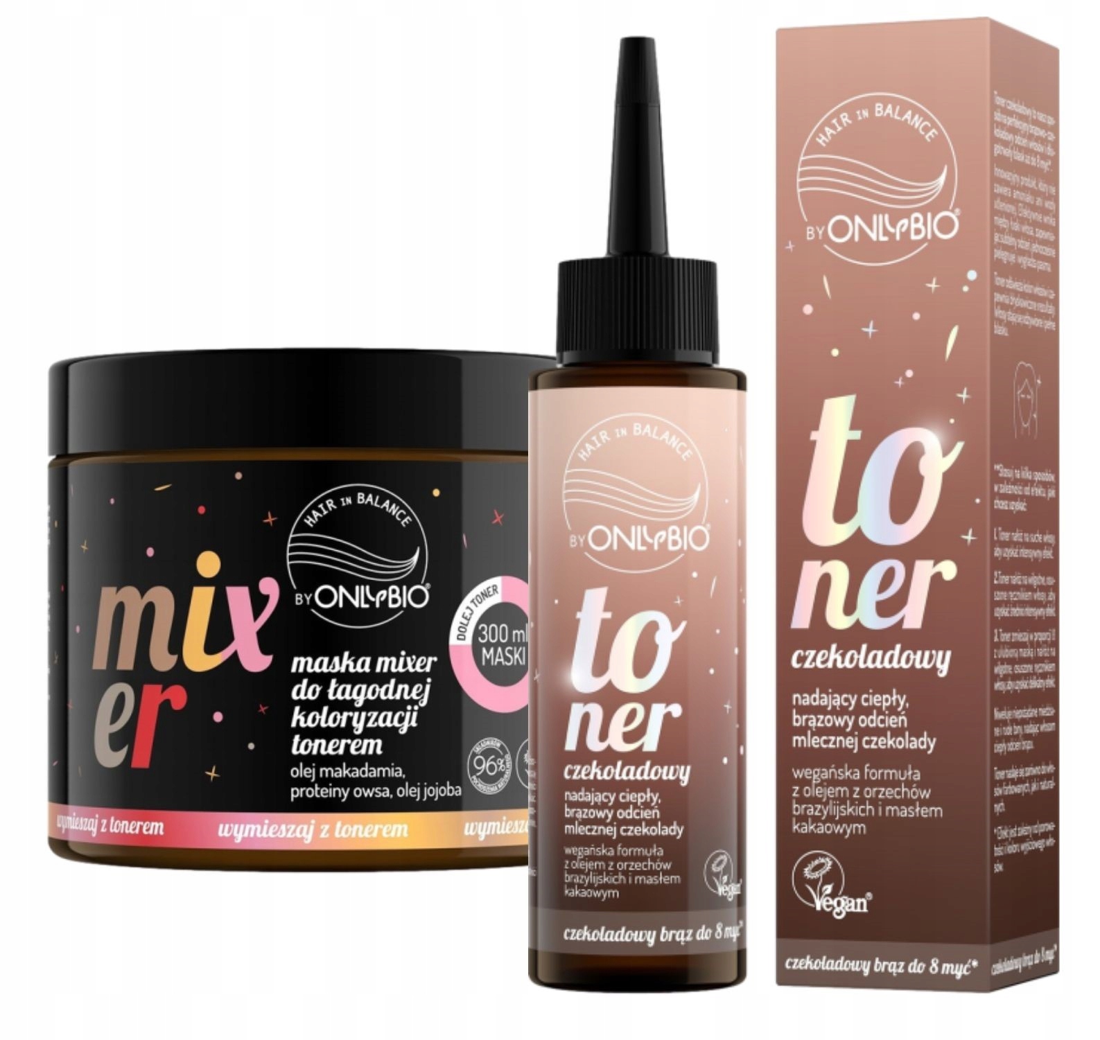 Onlybio Toner na vlasy Čokoládová barva Maska Mixer Set