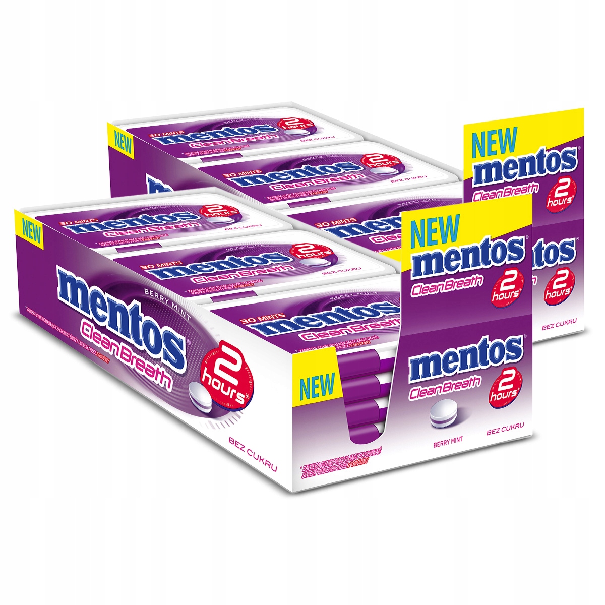 Mentos Clean Breath pastylki cukierki bez cukru Berry Mint 24x21g