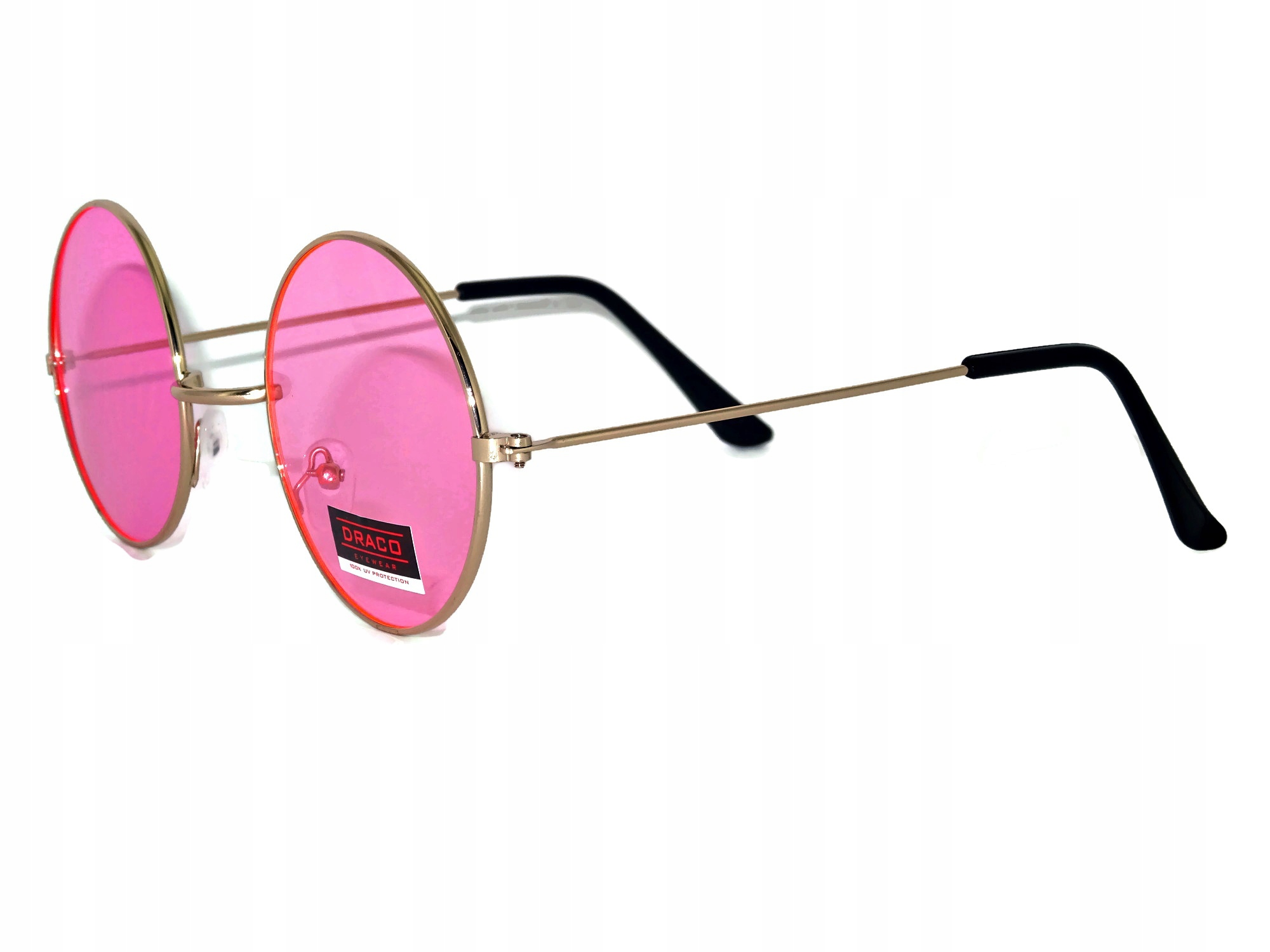 

Różowe Okulary retro Lenonki vintage filtr UV-400
