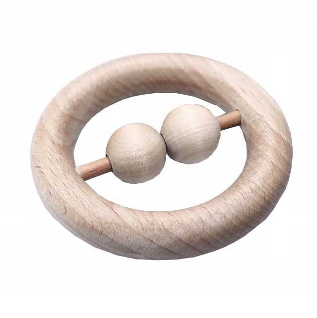 

Drewniana Grzechotka Pierścień i Kulki Montessori