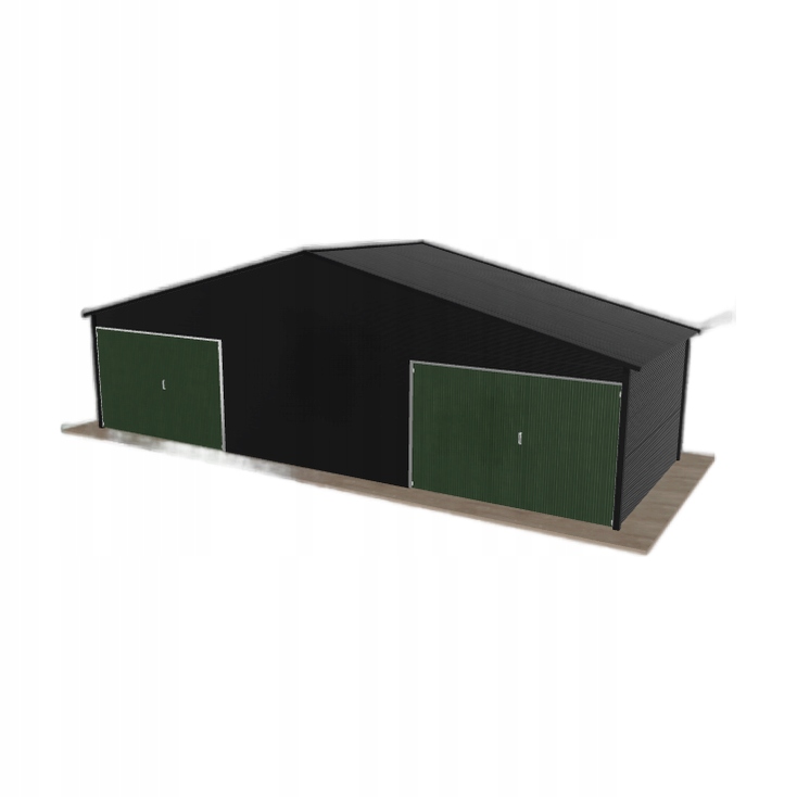 Plechová garáž 9.5x3.5 m, dvoupolohová, dvoupolohová, černá