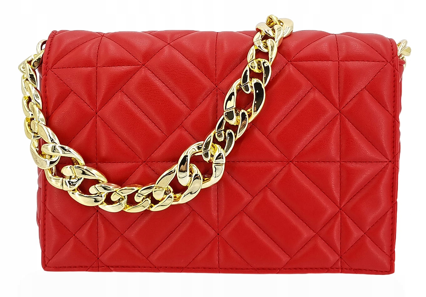 Červená prošívaná kabelka přes rameno s řetízkem Gallantry