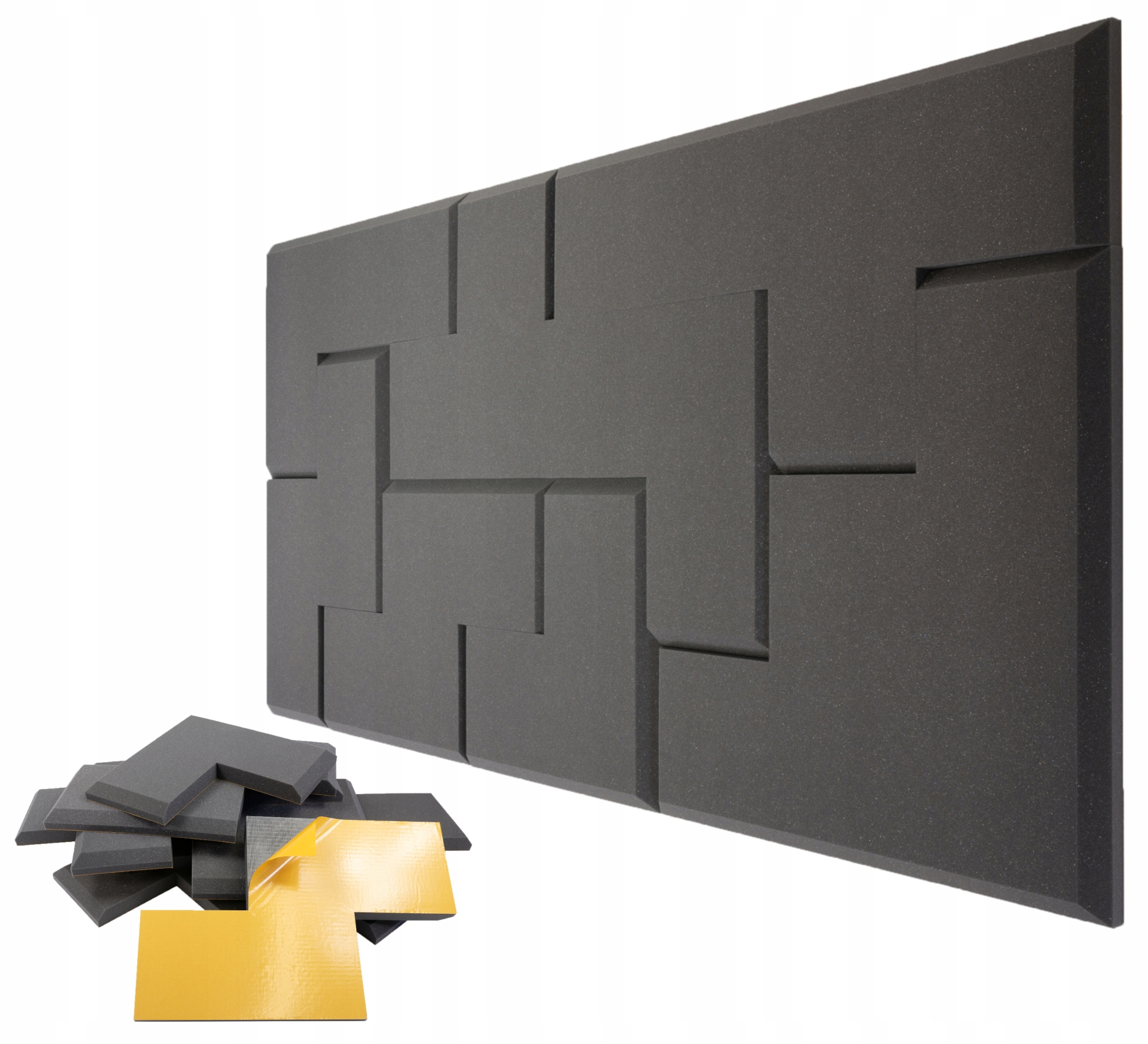 Sada akustických panelů 1x2 m Samolepící pěnové houbičky na zeď, šedá