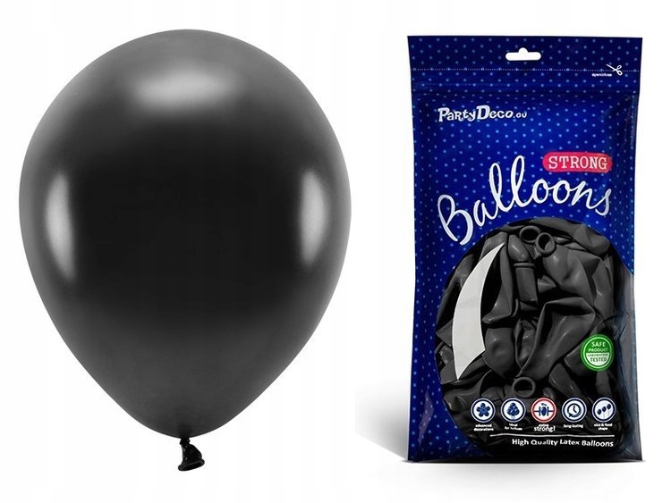 

Balony metaliczne czarne 30cm urodziny 50 sztuk