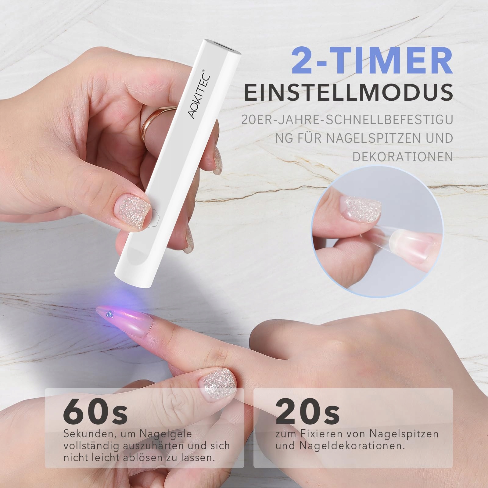 AOKITEC Lampa UV Do Paznokci Mini Lampa LED Do Żelu i Lakieru Hybrydowego — miniatura 5