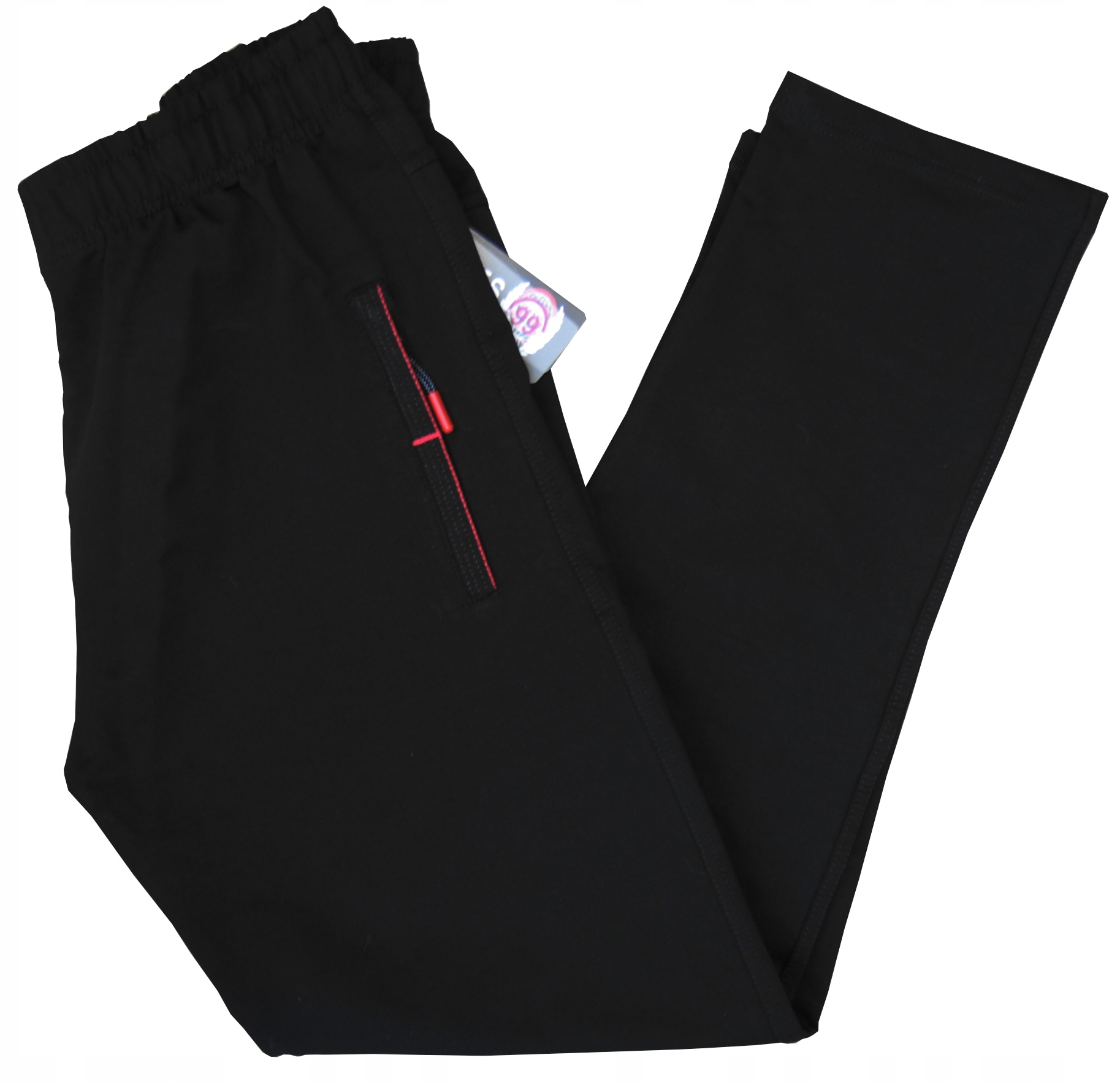 Sports 99 spodnie dresowe luźna nogawka proste Czarne pas 94-118 cm XL