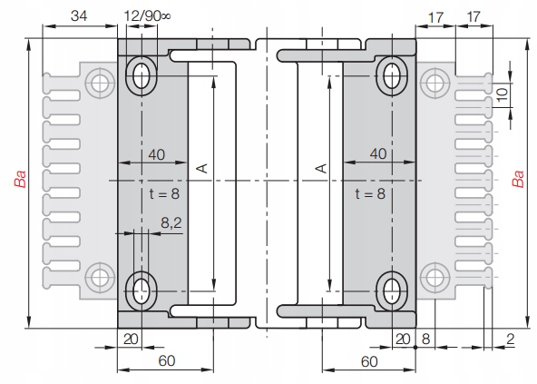 Zakończenia prowadnika 3075.34PZ IGUS Długość kabla 1 m