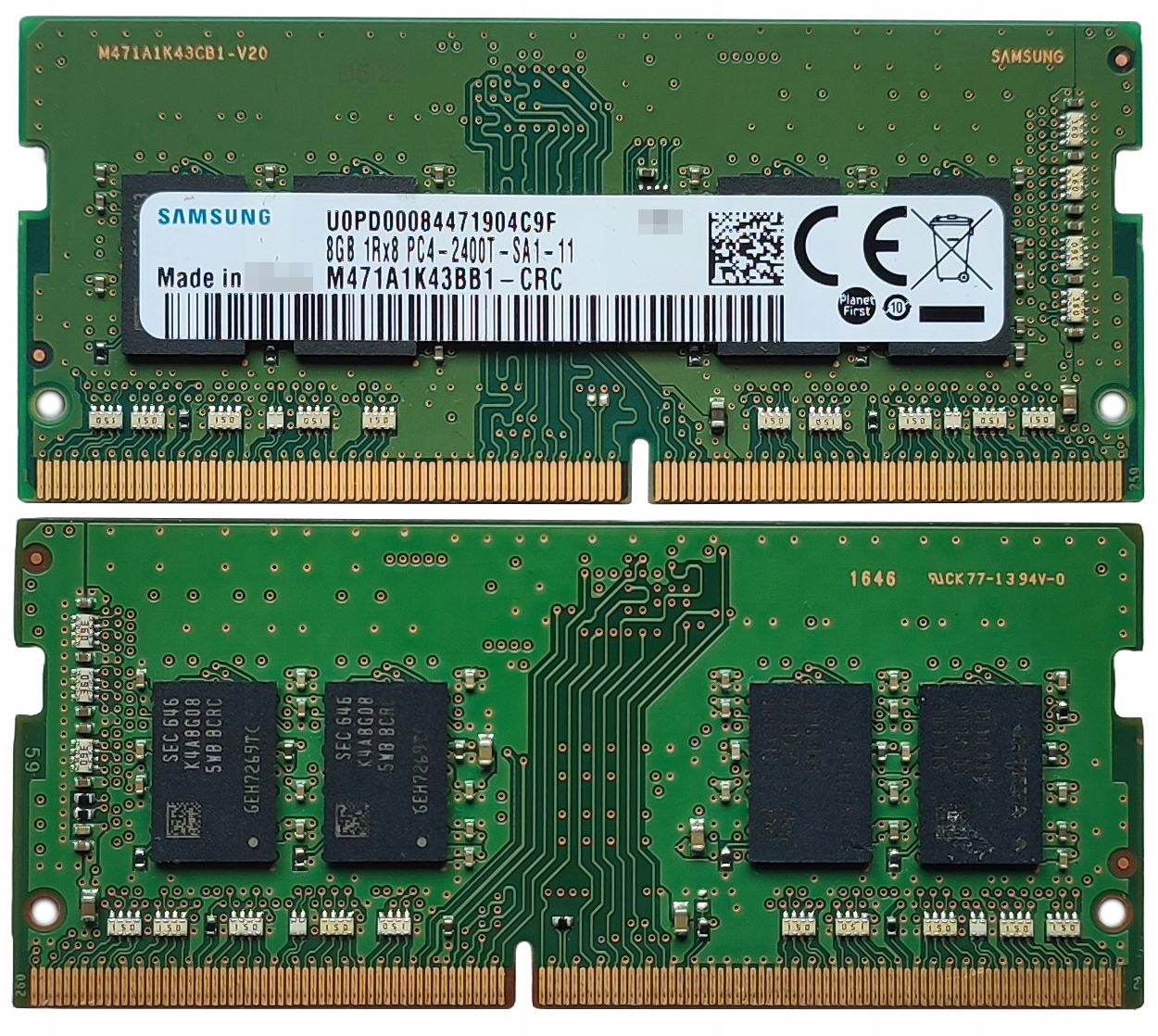 (n) 8GB 1*8GB Samsung 2400MHz 1,2V M471A1K43BB1-CRC