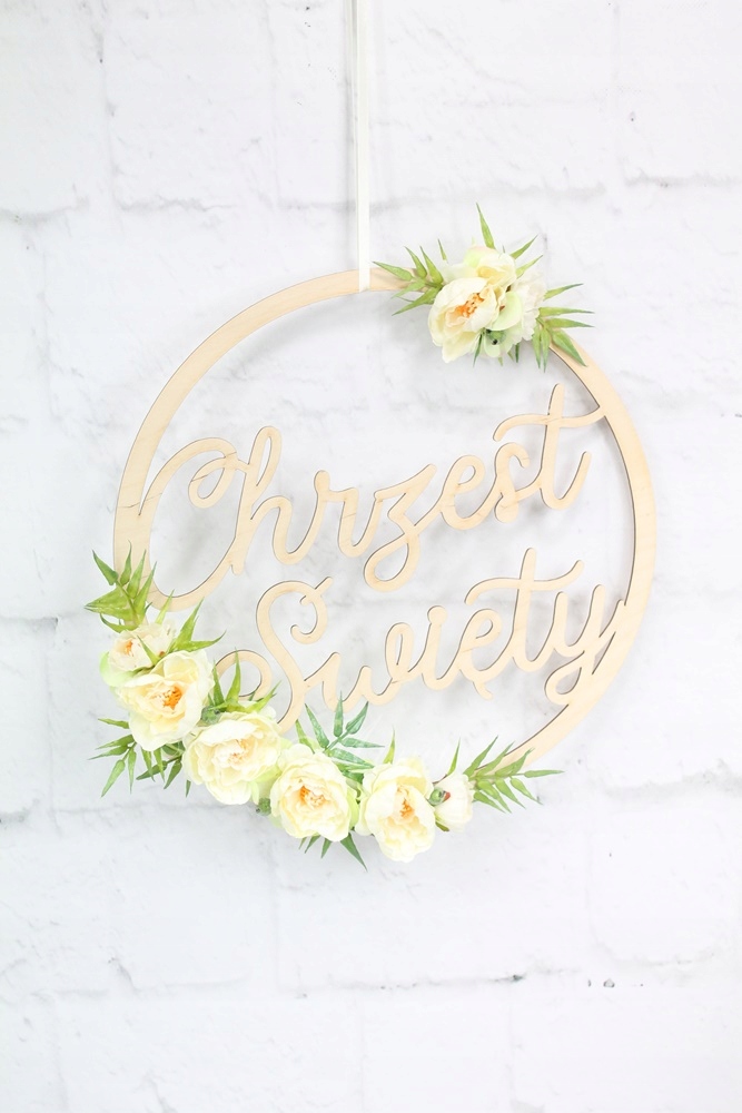 Obręcz CHRZEST ŚWIĘTY dekoracja KREMOWA pamiątka Marka inna