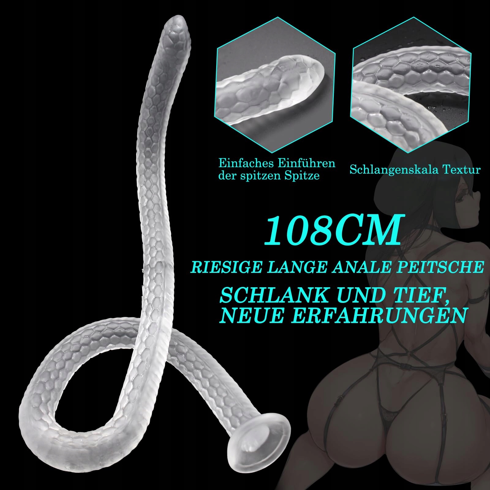 BDSMYEE Dildo Analne Długie 106 CM Z Przyssawką Dla Kobiet i Mężczyzn — miniatura 4