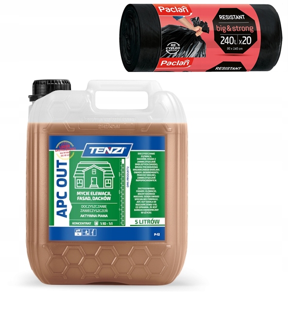 ZESTAW TENZI APC OUT DO MYCIA ELEWACJI DACHU FASAD 5L+PACLAN WORKI 240L