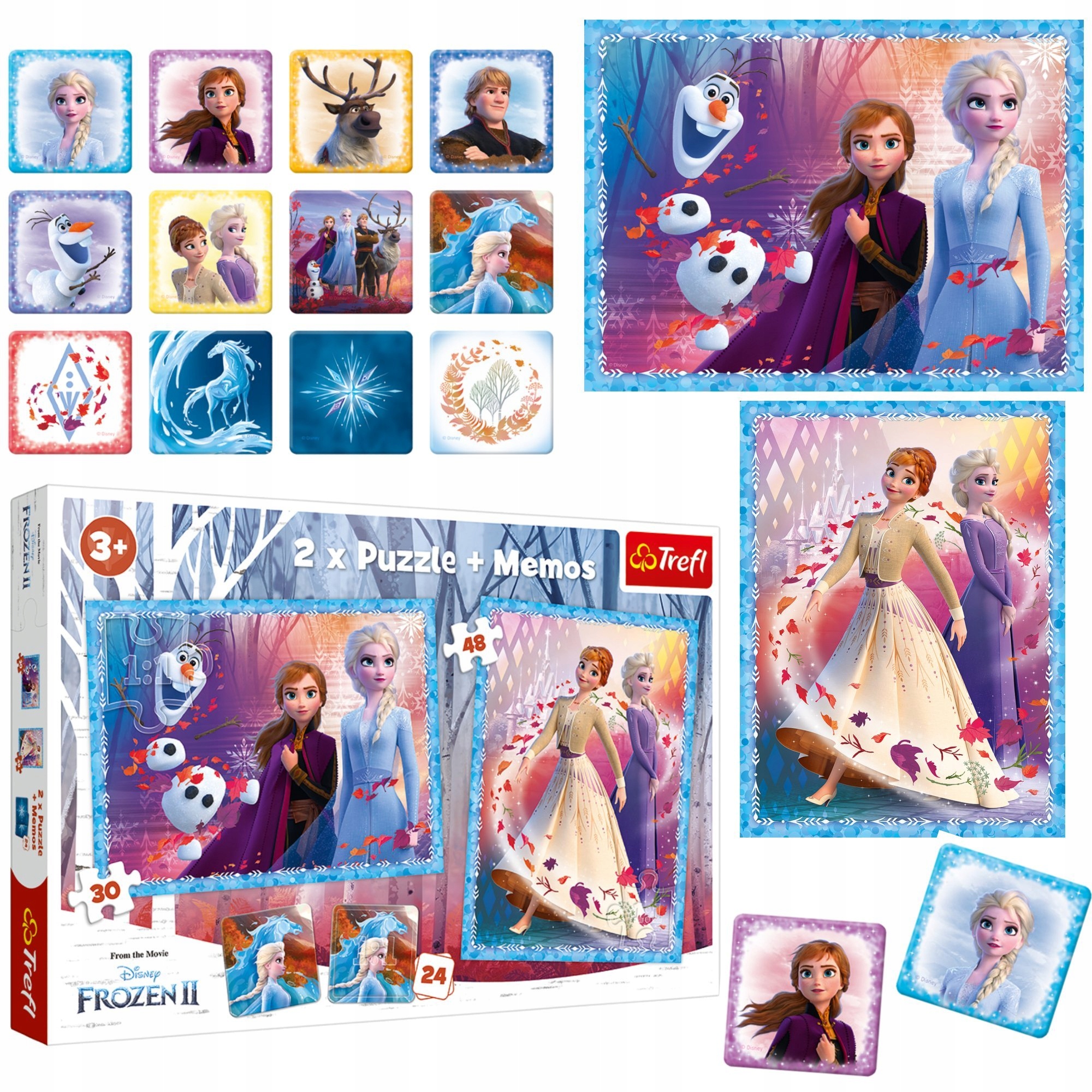 

Puzzle 2W1 Memos Kraina Lodu Frozen Trefl Memo