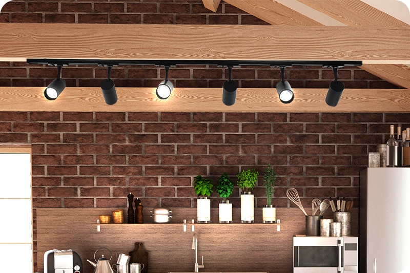 OŚWIETLENIE SZYNOWE SUFITOWE 6x REGULOWANA LAMPA LED GU10 + CZARNA SZYNA 1m Długość 1 m