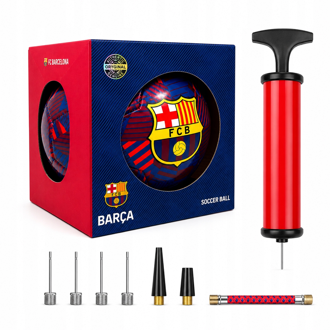 Fotbalový míč Fc Barcelona Velikost 5 Ruční pumpa Sada