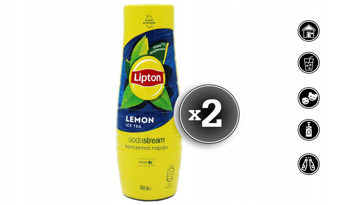 2x SYROP SODASTREAM LIPTON LEMON ICE TEA DO SATURATORA 9L NAPOJU z 440ml Stan opakowania oryginalne