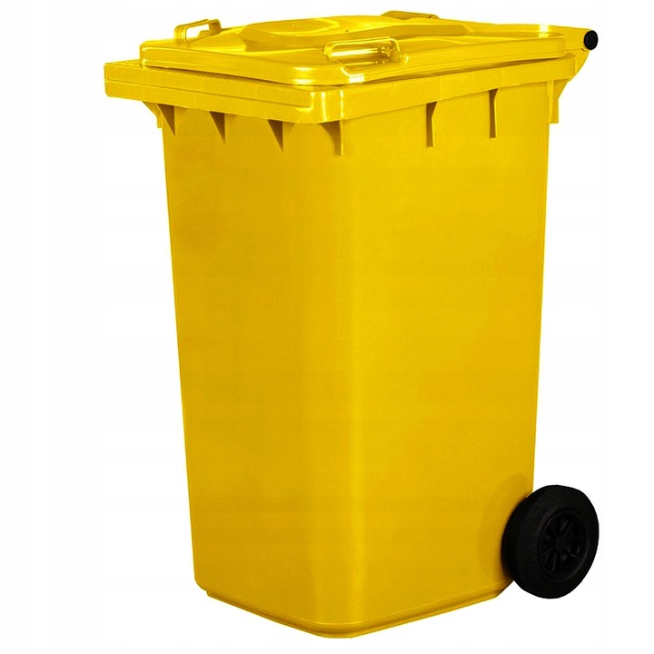 Pojemnik na odpady 240L żółty – plastik i metale, z pokrywą Pl