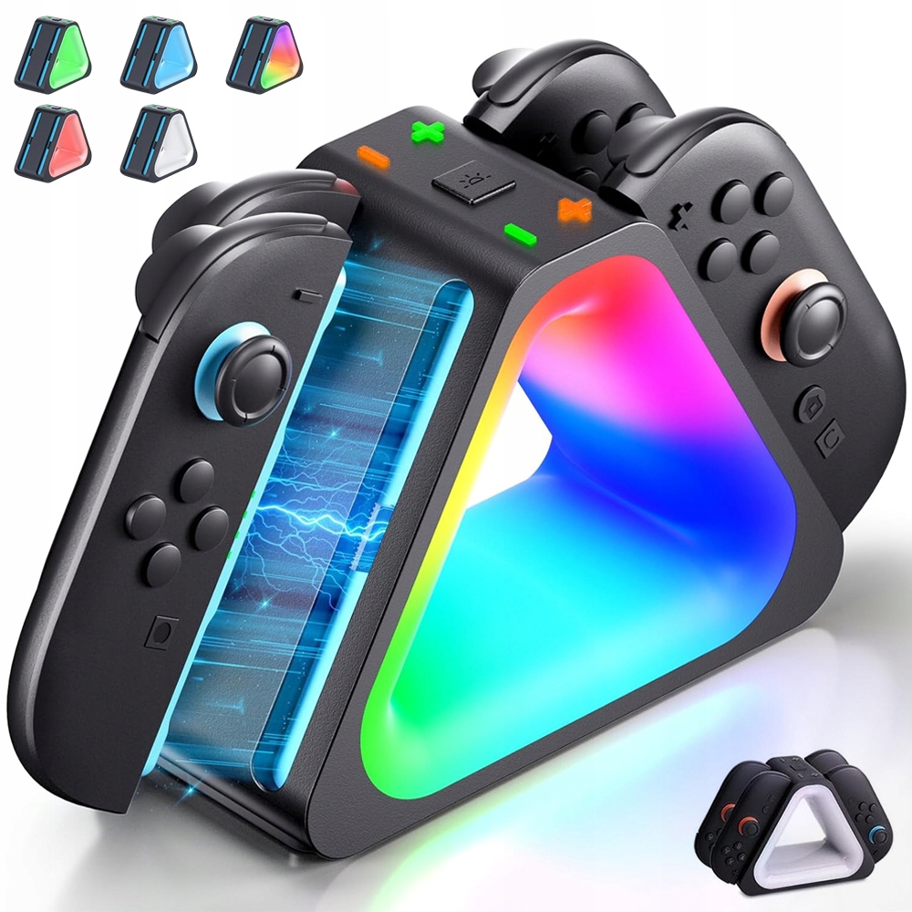 DOCK 4X ŁADOWANIE 2.5H 7 KOLORÓW RGB MAGNETYCZNY DO JOY-CON SWITCH 2