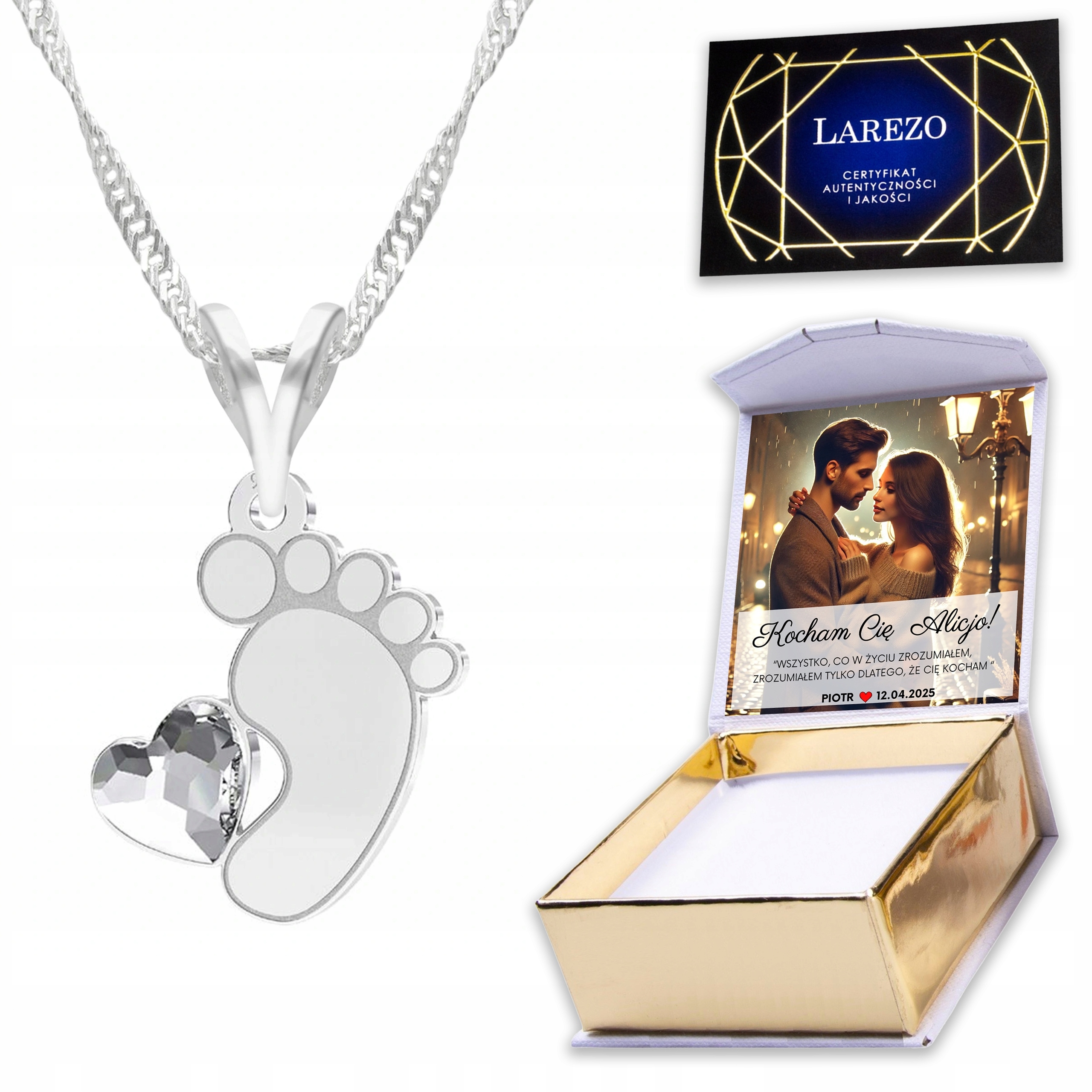 Stříbrný náhrdelník 925 Plech s nožičkou Rodina Dětská noha Potisk