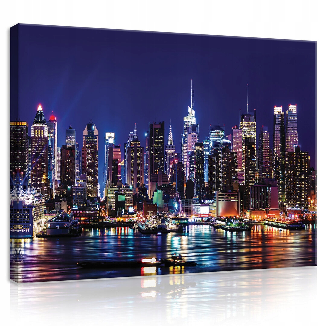 Obraz 100x75 New York noční krajina město mrakodrapy světla města