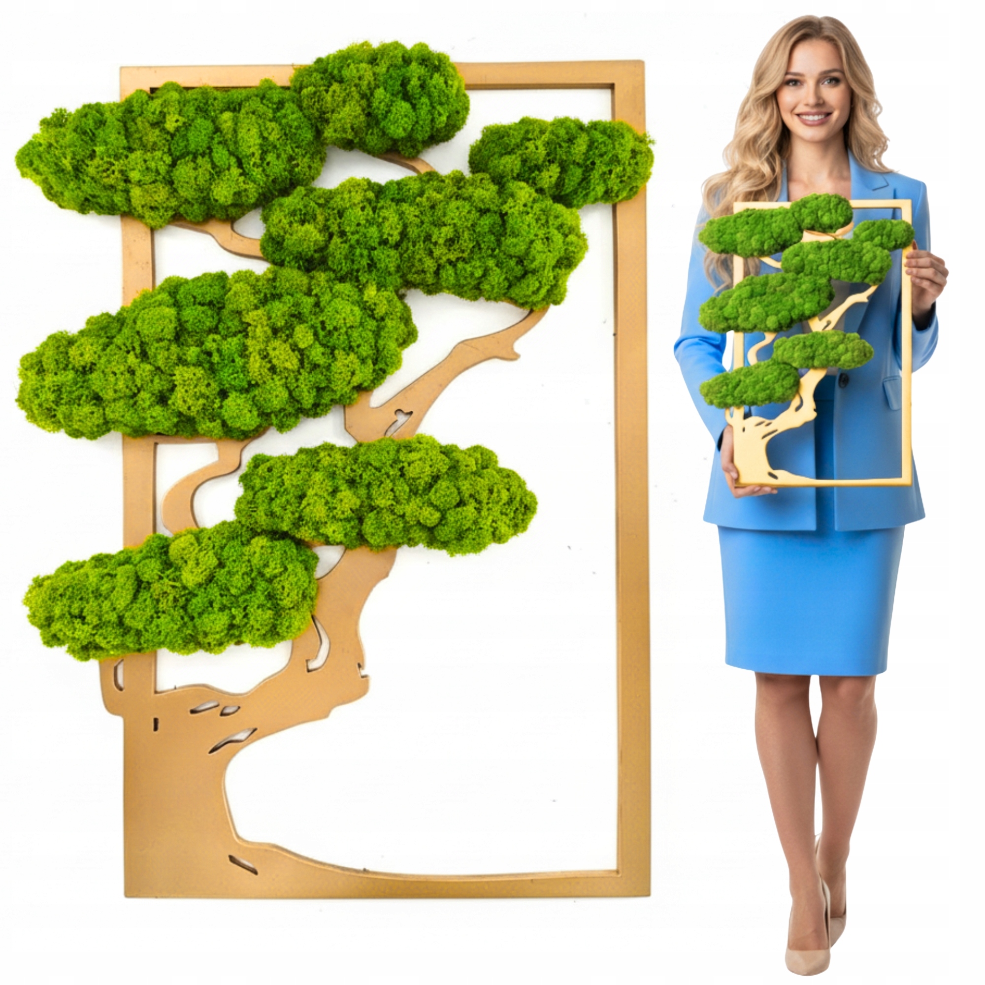 Obraz Z Mechu mech chrobotek Živý Stromek Bonsai na zeď Ozdoba Dekorace