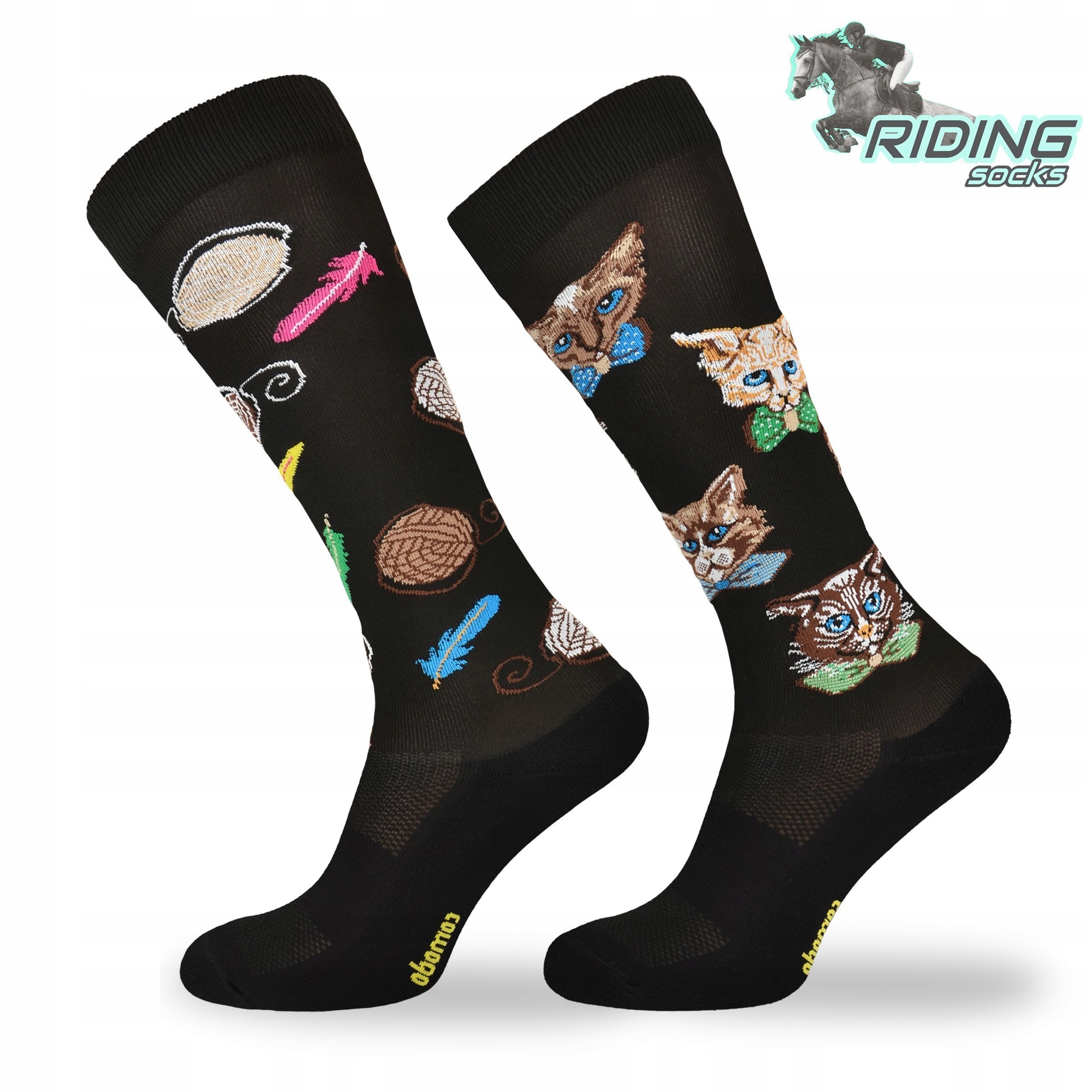 Podkolanówki jeździeckie COMODO SJP – czarne koty Marka Comodo