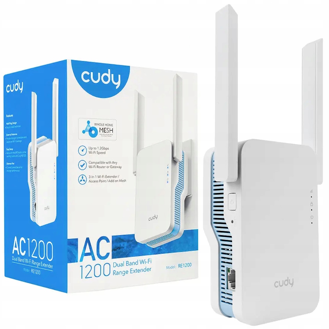 

Cudy RE1200 wzmacniacz WiFi Ap AC1200 Dualband Lan
