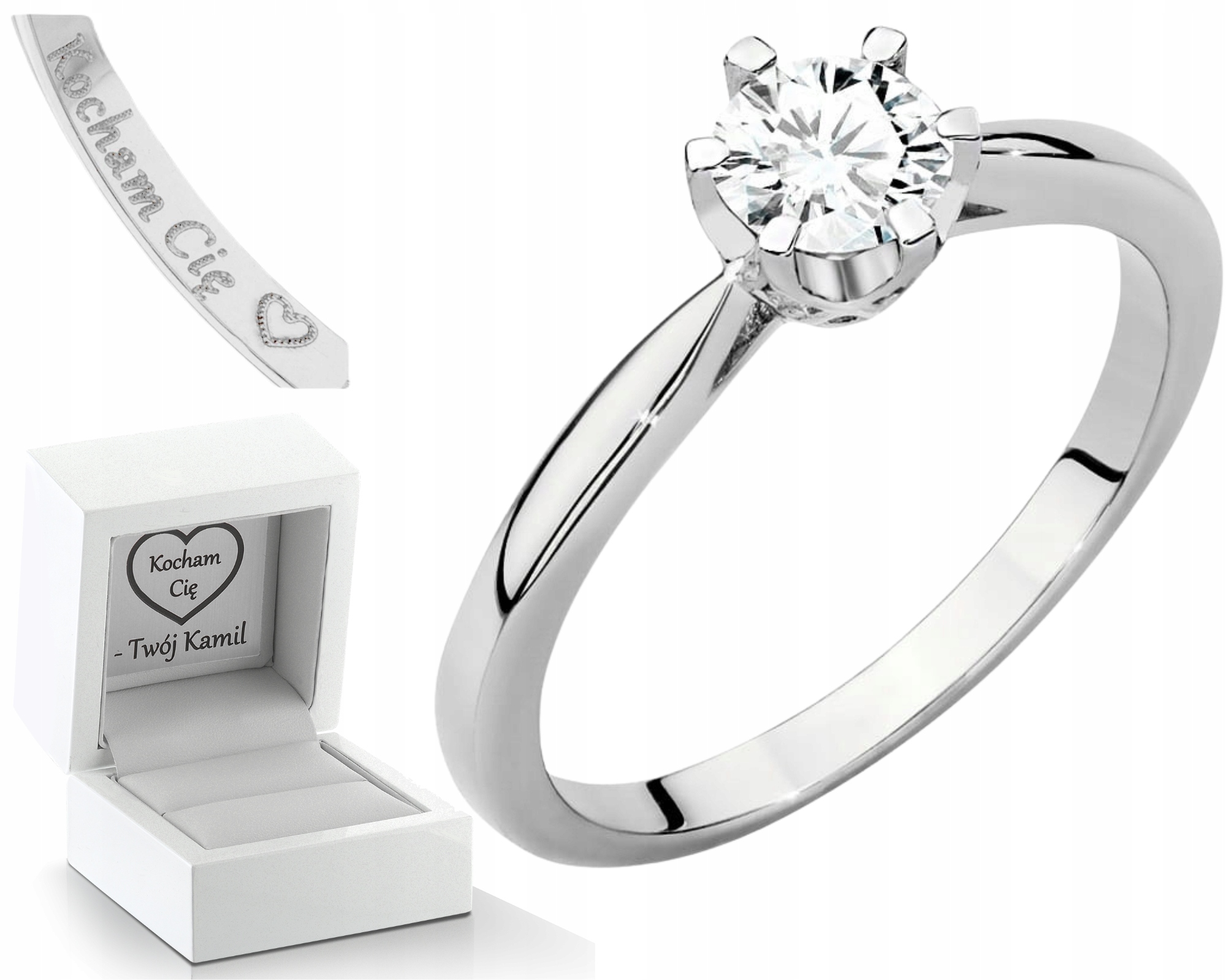 Bílý Zlatý Prstýnek Typický Pro Zásnuby S Laboratorním Briliantem 585