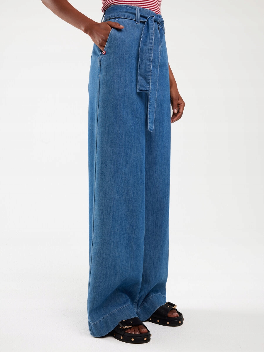 Big Star Jeansy Damskie Wide Z Paskiem Niebieskie Julii 312 W28 L34