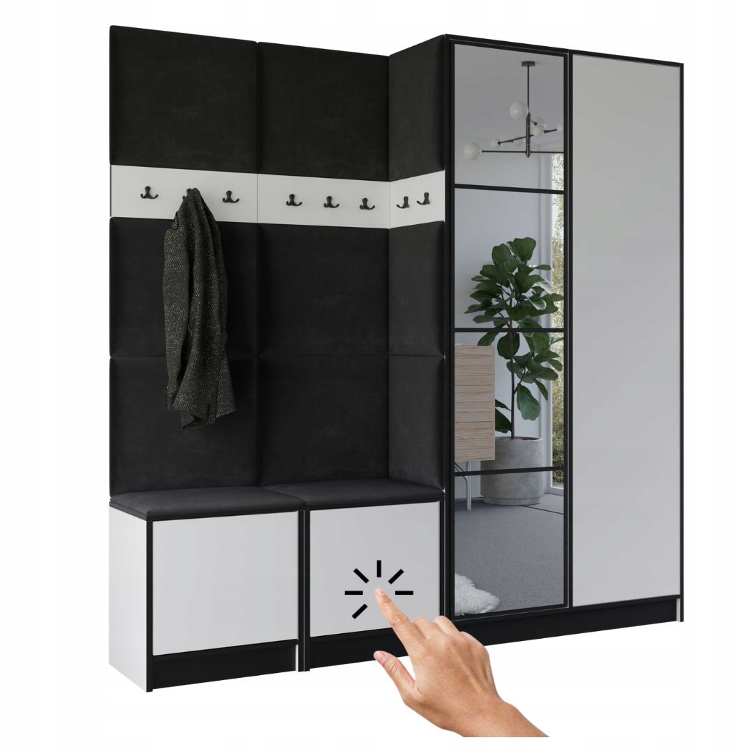 Šatní skříň Costa 21 bílá černá tkanina Vzor 1