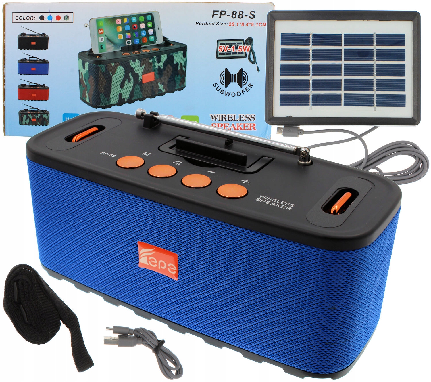 

Przenośny Głośnik Radio Bluetooth Solar Bezprzewod