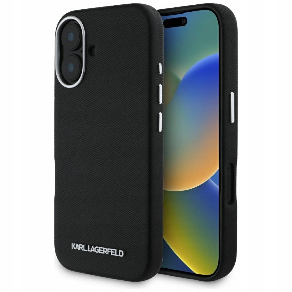 Pouzdro Karl Lagerfeld Saffiano Full Wrapped Elongated Metal Logo MagSafe na i