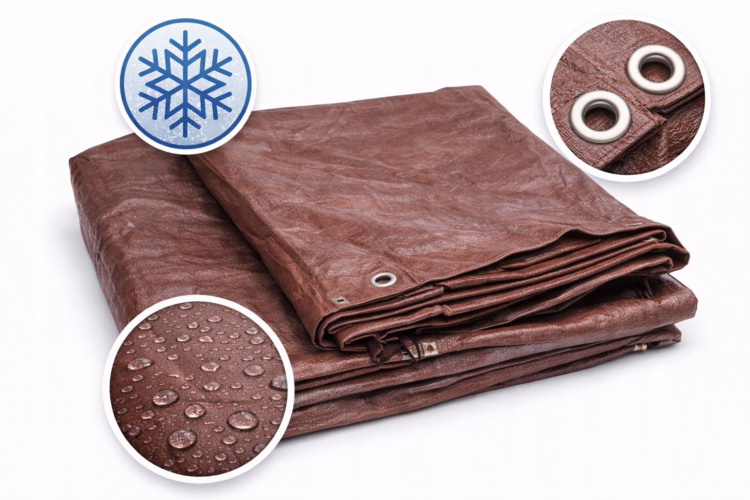 Krycia Plachta 7X7 M, Hnedá, Hrubá, Vodeodolná, S Uv Očkami