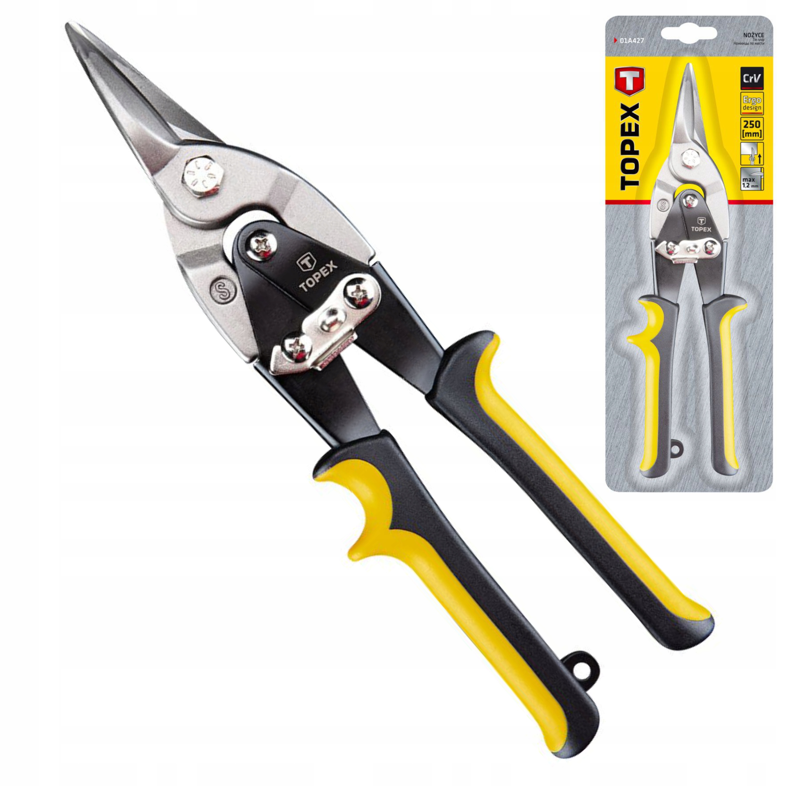 NOŻYCE DO BLACHY 250 MM PROSTE TOPEX 01A427