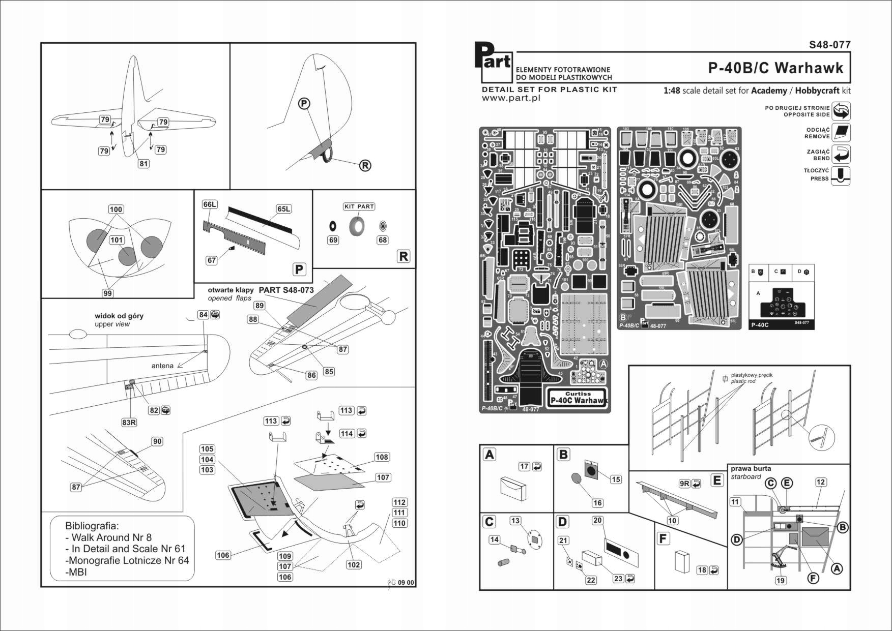 Part S48-077 1/48 P-40B/C Warhawk (Academy)