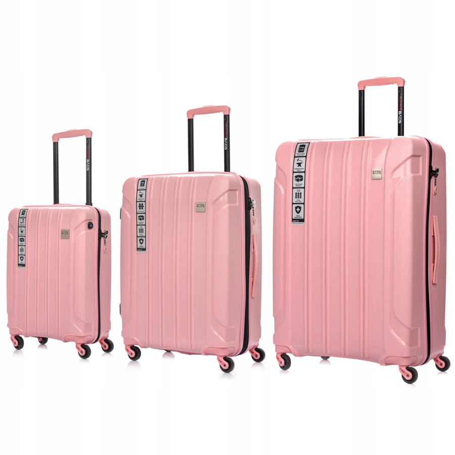 Walizki Podróżne Kabinowa Średnia Duża Zamek TSA Kolor różowy
