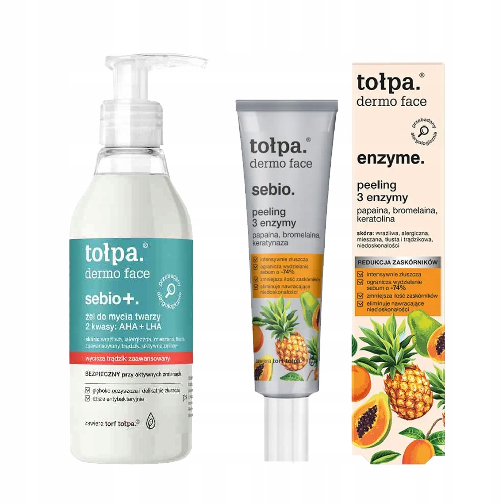 

Tołpa Zestaw Peeling 3 Enzymy +żel 2 kwasy Aha Lha
