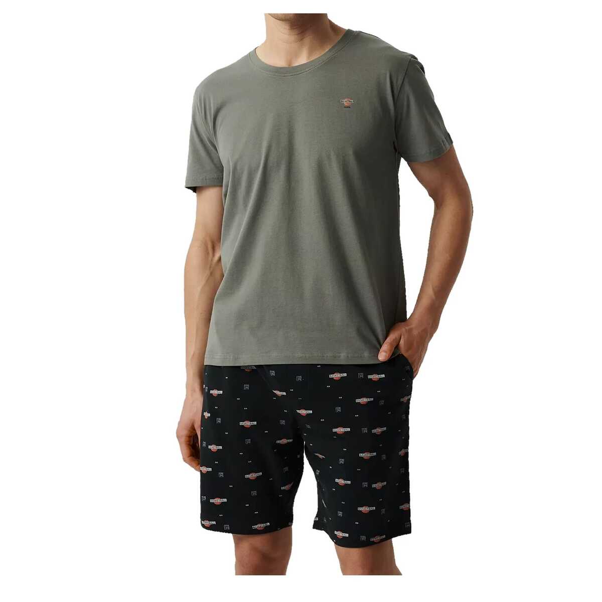 Atlantic Pánské bavlněné pyžamo s krátkým rukávem, pohodlné, 384 kha/ča 2XL