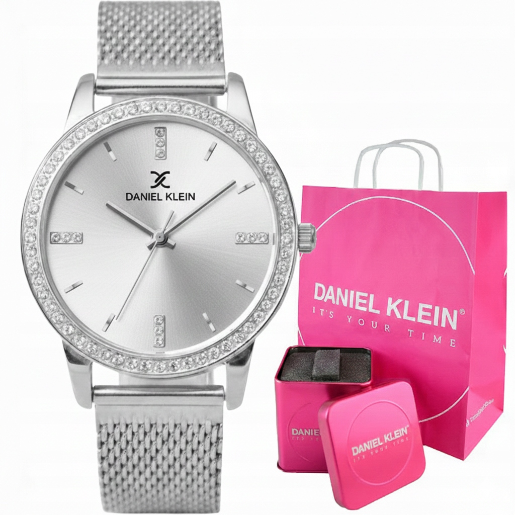 Dámské hodinky Daniel Klein Corina s zirkony síťovina Gravírování