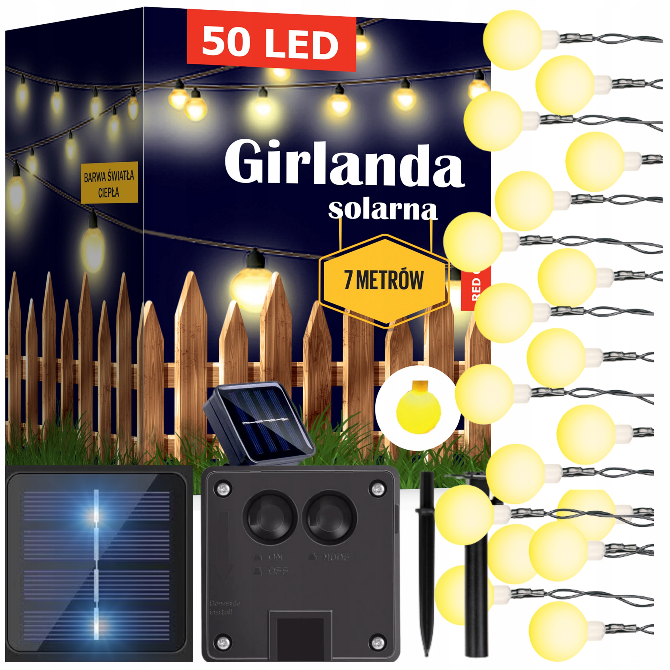 

Girlanda Solarna Ogrodowa Lampki Mleczne Led 50szt
