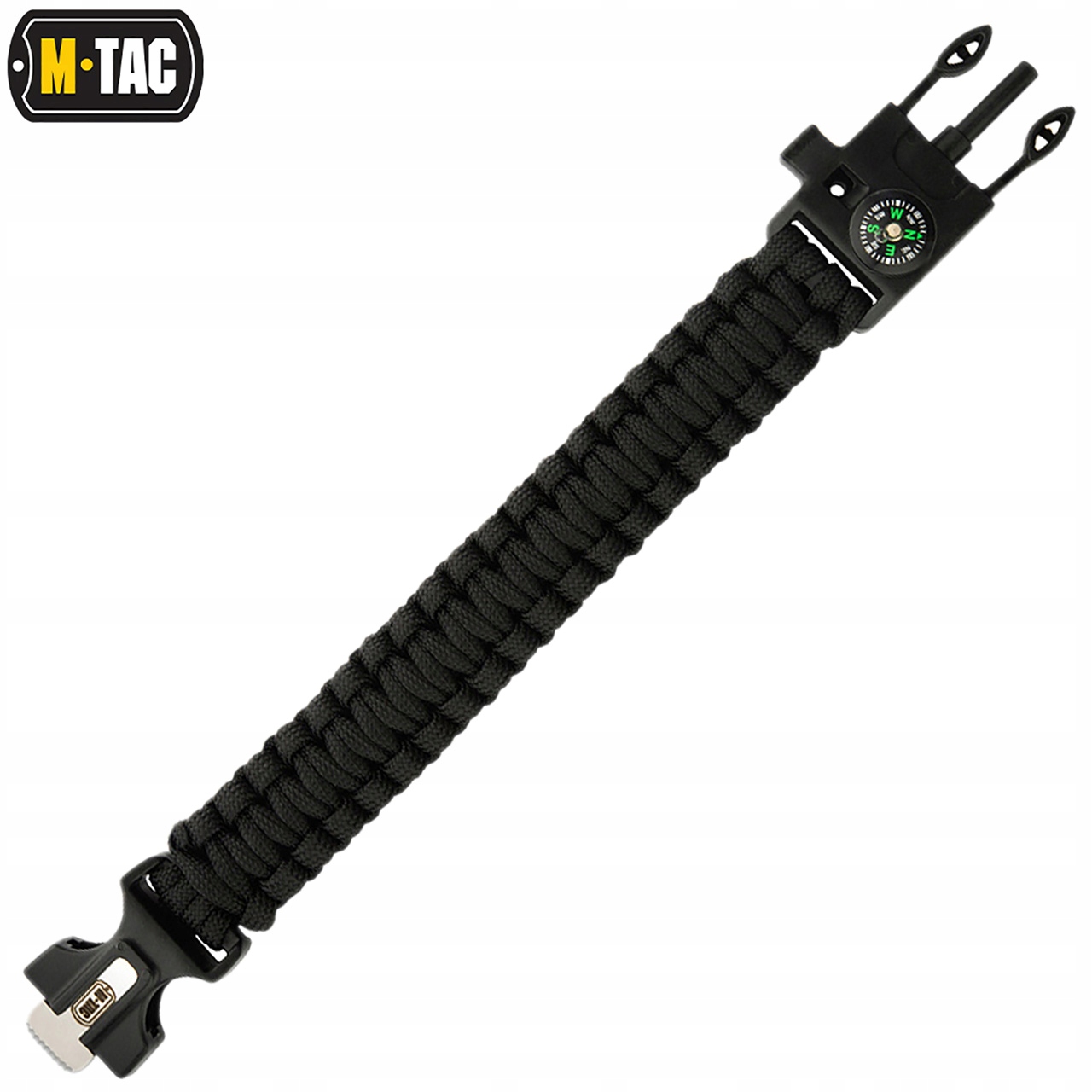Bransoletka Taktyczna M-Tac Paracord Krzesiwo Gwizdek Kompas Black L Marka M-Tac