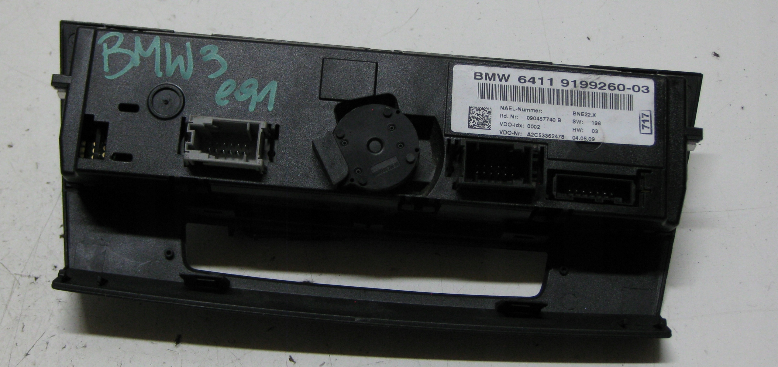 BMW E91 2.0 D 09R PANEL klimatizaci 9199260