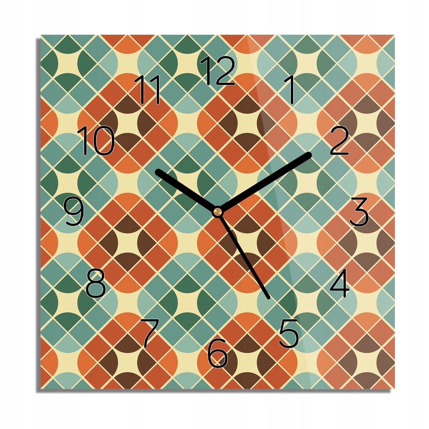 

Mozaika geometria zegar szklany z foto 30x30 cichy