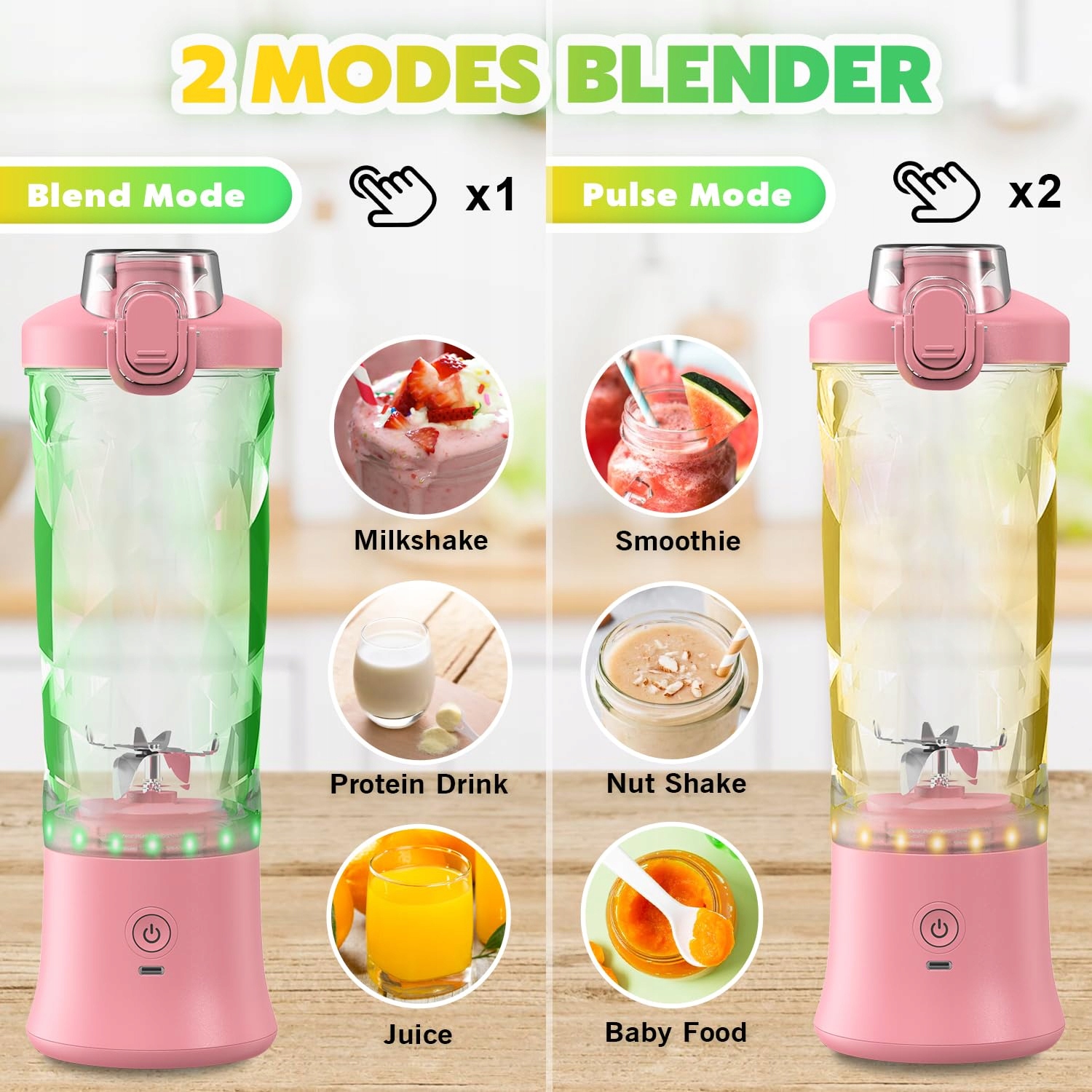 NexaEase BLENDER Smoothie Maker 600ml USB Do Kuchni Podróży Biura — miniatura 4