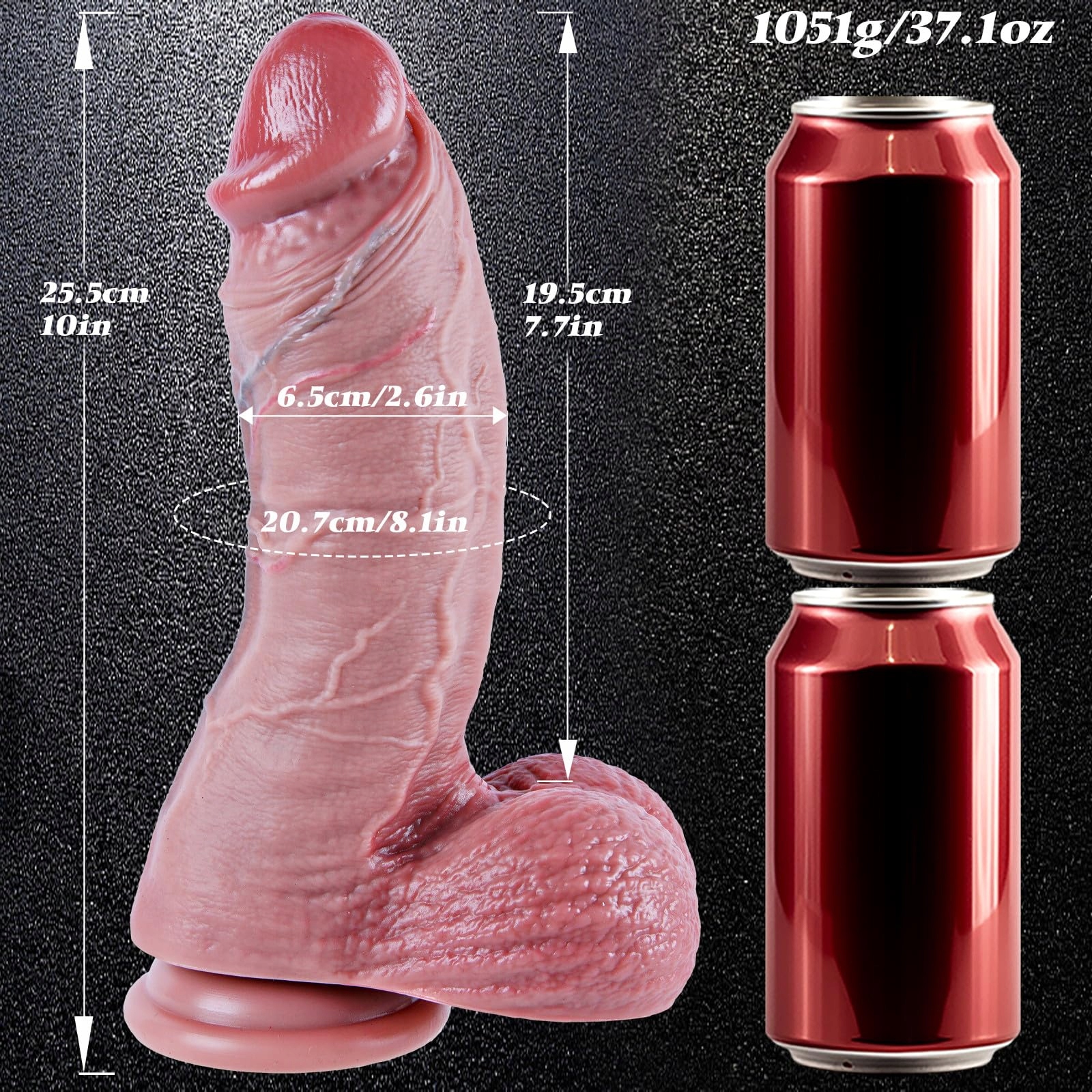 Gigantyczny realistyczny silikonowy dildo XL z przyssawką — miniatura 6