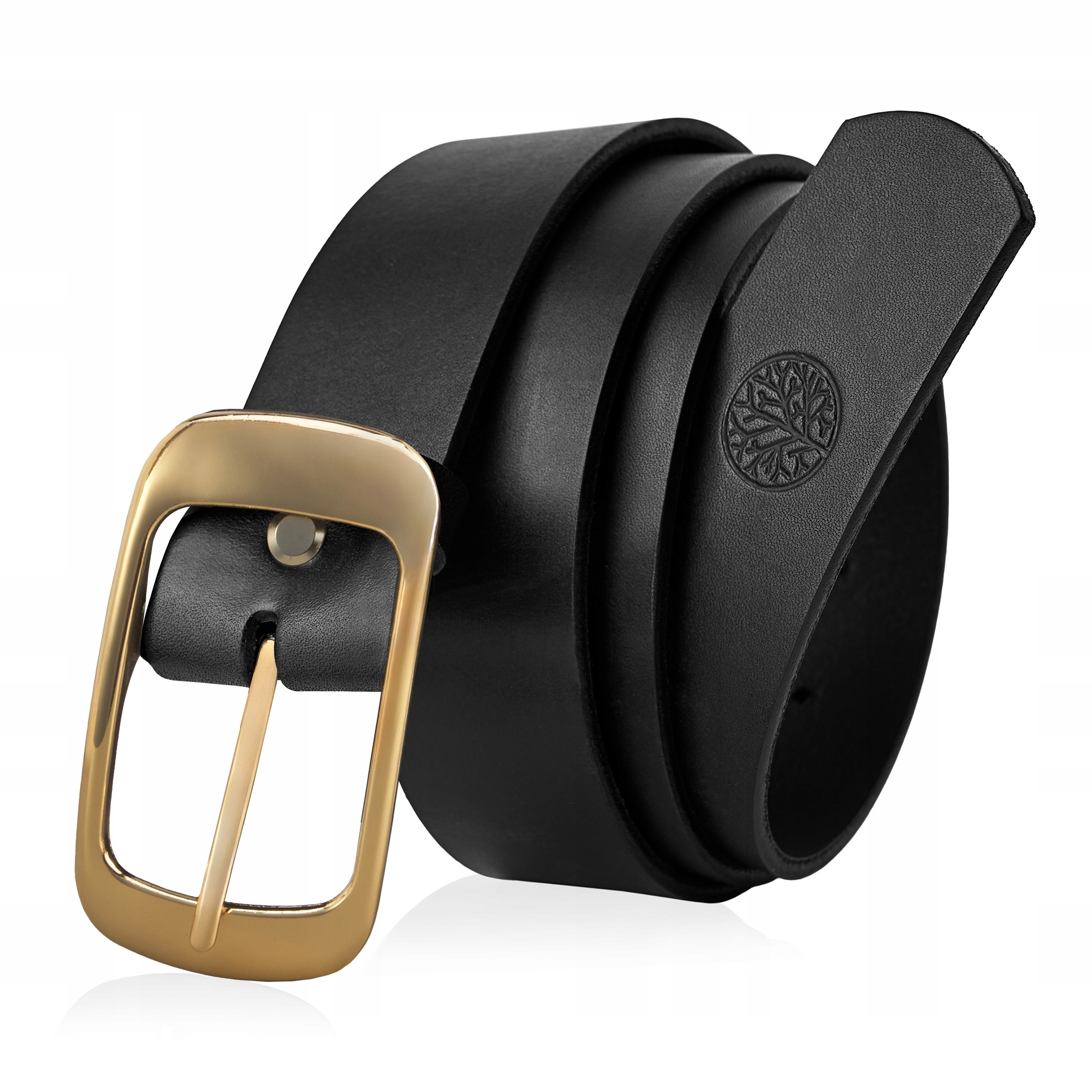 Betlewski Szeroki pasek damski do spodni metalowa złota klamra pas