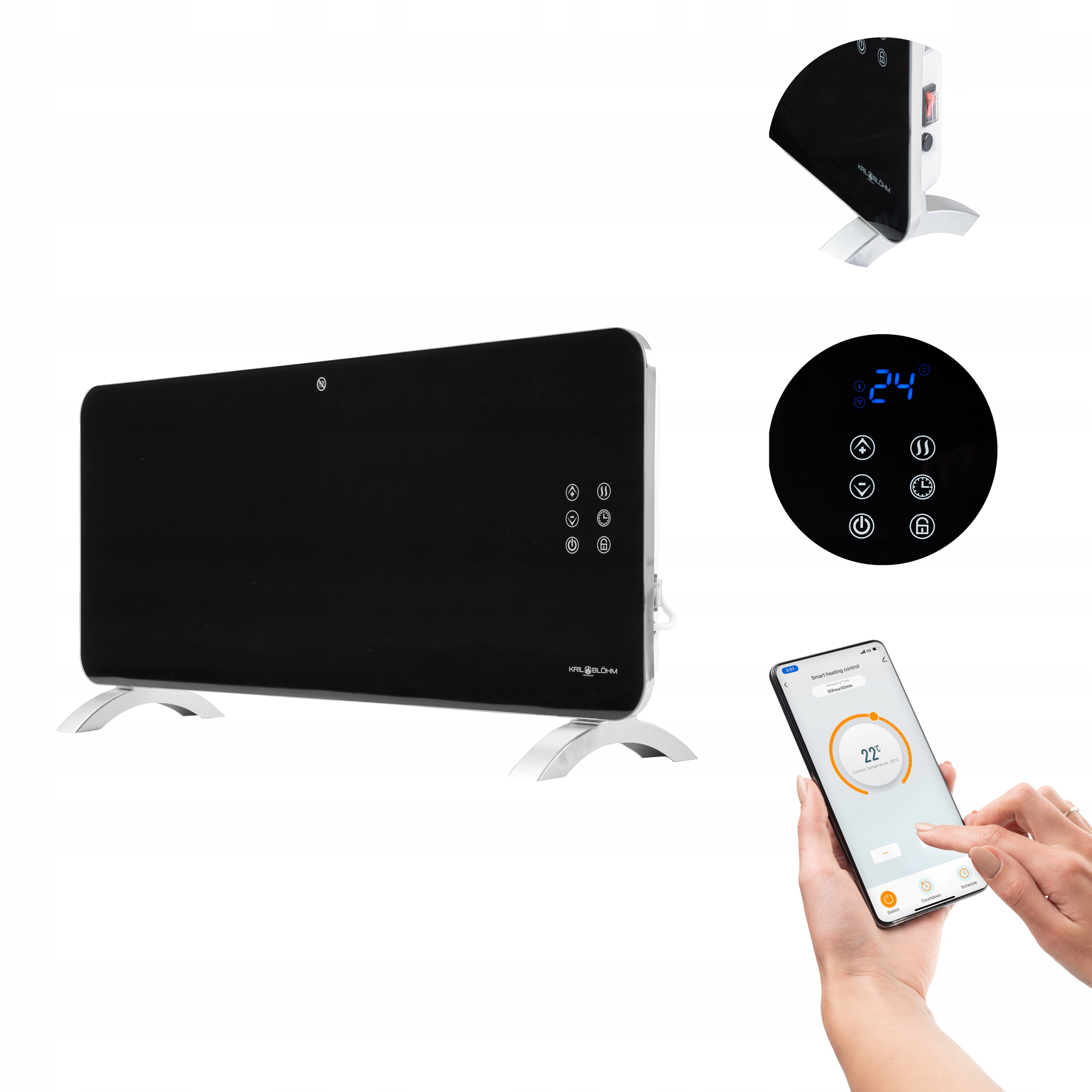 Konvektorový WiFi ohrievač 2000 W Kril & Blohm čierny
